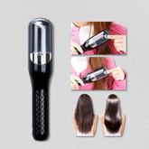 Cordless RH-6668 hair trimmer shown in use on long hair with before and after results.