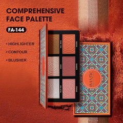 IMAGIC FA-144 face palette displayed with product features on textured background