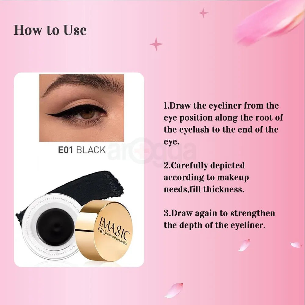How to use Imagic E01 Black Gel Eyeliner with eye swatch