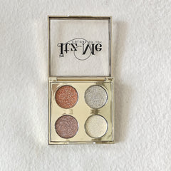 Glitter eyeshadow palette swatches from Itz Me Shade 02 – coral, silver, champagne, rose gold
